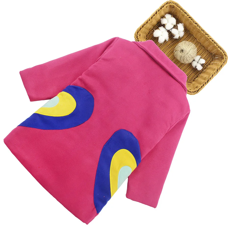 Детская куртка шерстяная с сердечками для девочек теплое пальто длинными