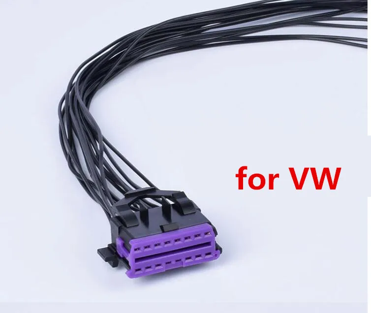 for VW Автомобильный диагностический разъем OBD с кабелем женский источник питания тест OBD2 16Pin гнездовой разъем для Toyota KIA VW - Название цвета: for VW
