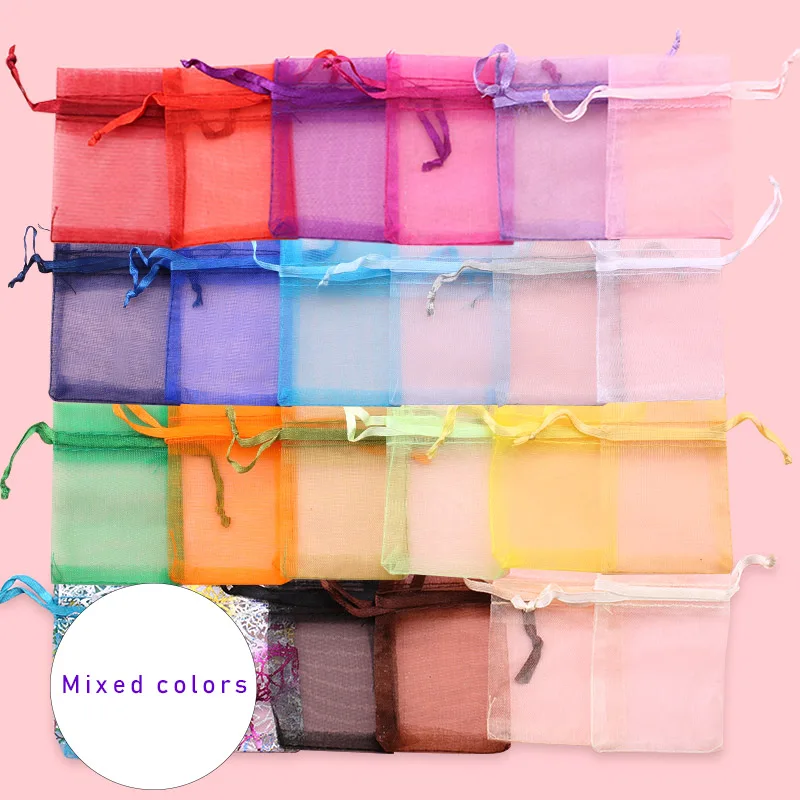 

Сумки-мешки из органзы QIAO 100 шт., 5x7/7x9/9x12 см, 23 цвета