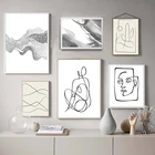 Минималистичная абстрактная линия, фигурка лица, искусство стены, плакаты и принты, настенные картины для гостиной, домашний декор