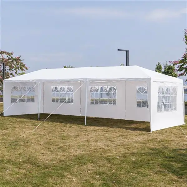 Carpa impermeable de cinco lados de 3x9m, tuber&iacute;a de hierro de tela PE con tubo en espiral adecuado para bodas, camping, estacionamiento y otras fiestas-5