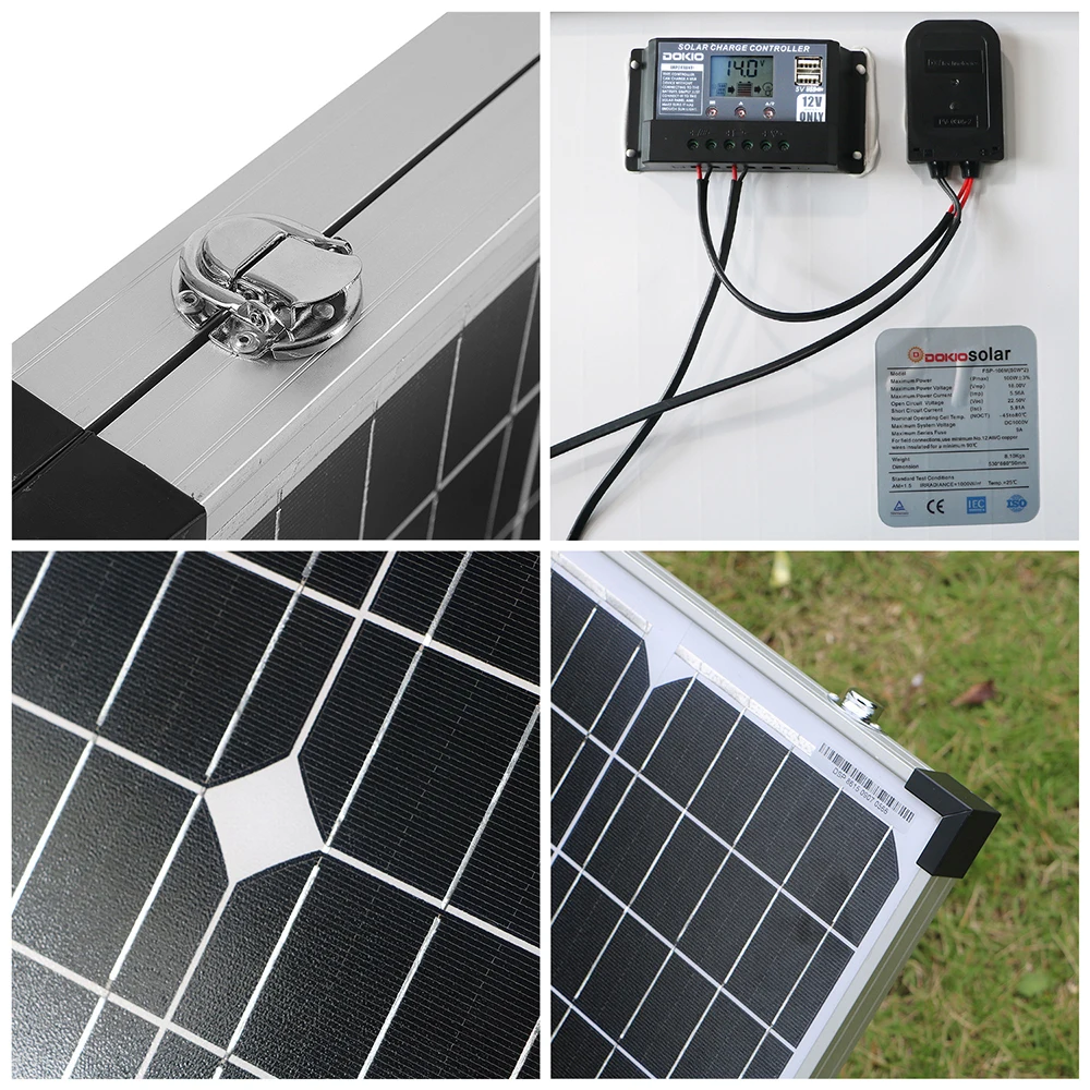 dokio 18v 100w 150w 200w foldable solar panel set charge 12v car battery cell charger with 10a controller solar panel kits free global shipping