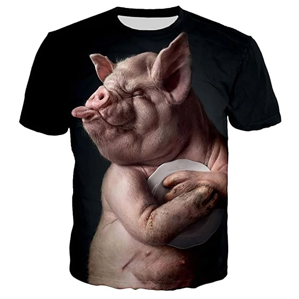 

Drop shipping 2021 summer Men t-shirt animals 3d print short sleeve Funny hunger Tee shirts Men Women tee tops
