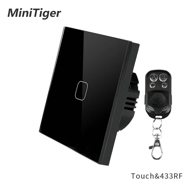 Minitiger стандарт ЕС/Великобритания 1 банда 1 способ RF433 пульт дистанционного управления настенный сенсорный выключатель, умный дом беспроводной пульт дистанционного управления светильник