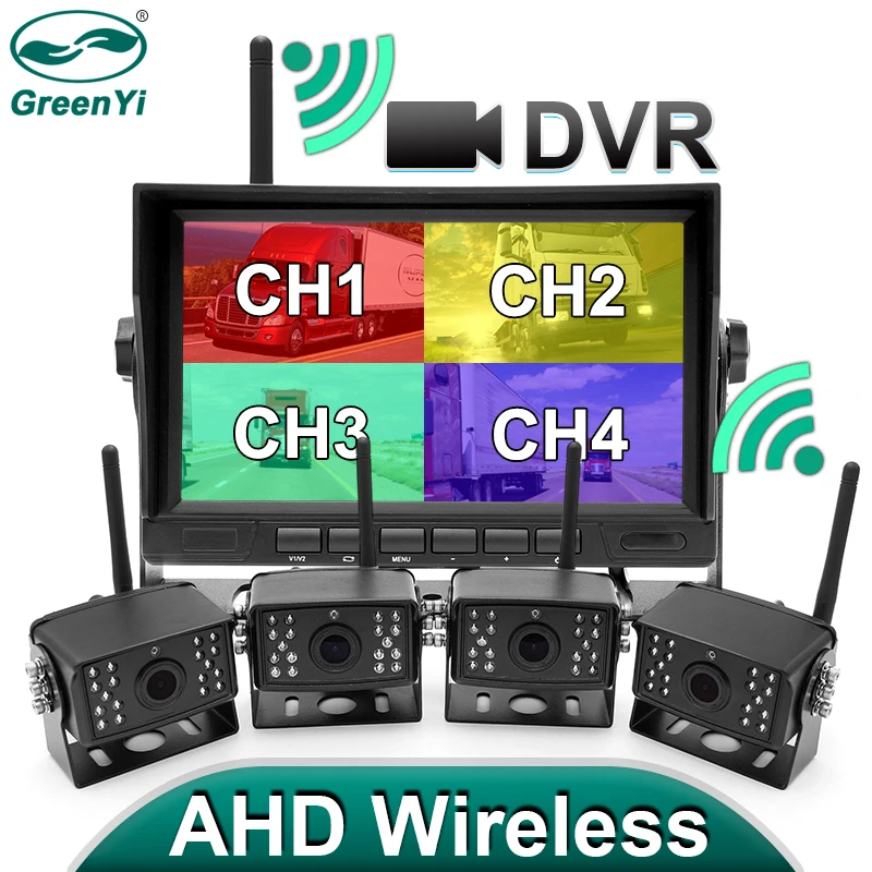 $84.27 GreenYi 7 inch Wireless Truck DVR Monitor AHD 720P High Definition Night Vision Reverse Backup Recorder Wifi Camera For Bus Car