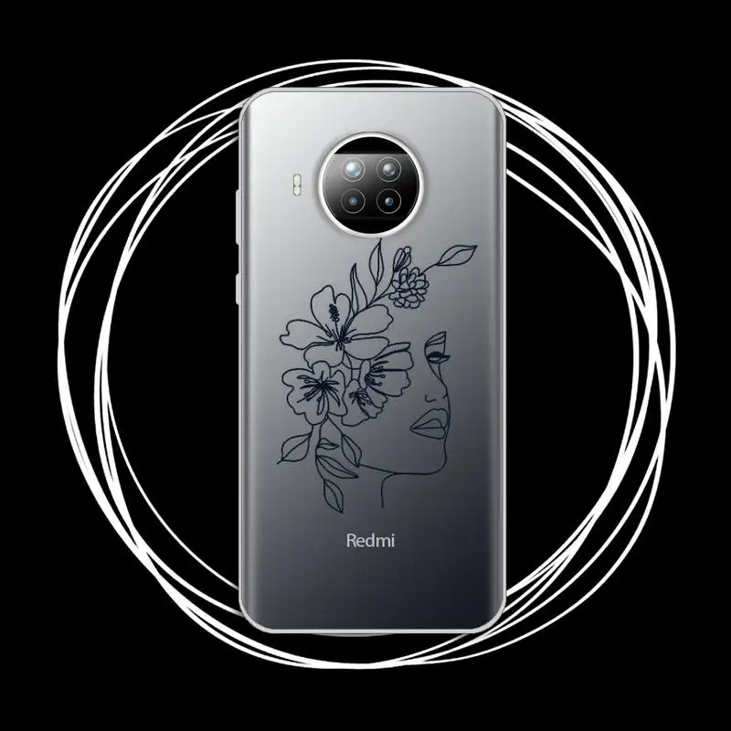 

Abstract art painting line Phone Case Transparent for Xiaomi Redmi note 10 t 8 9 pro lite 11