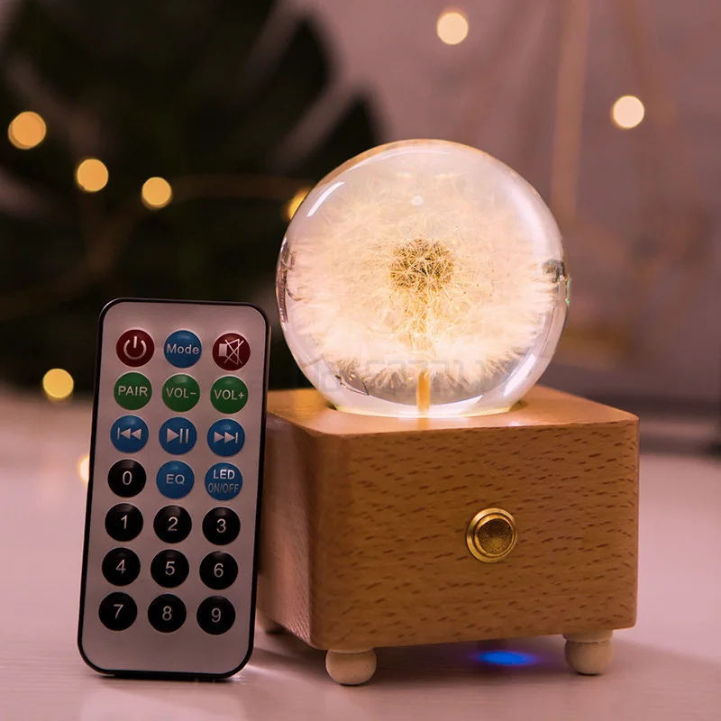 

Dandelion specimen crystal ball night light music box music box Bluetooth sound creative bedside atmosphere lamp