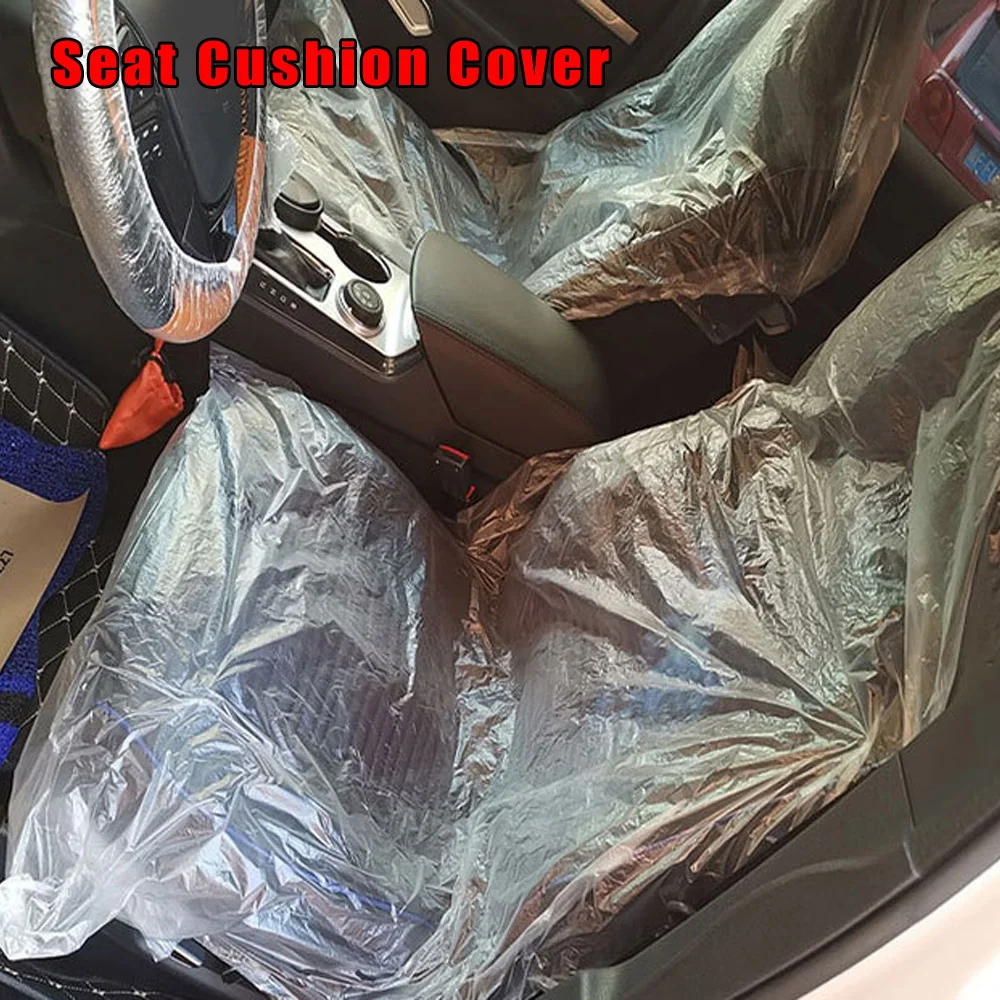 

Plastic Disposable Seat Cover 50pc Car Vehicles Clear Cushion Accessories