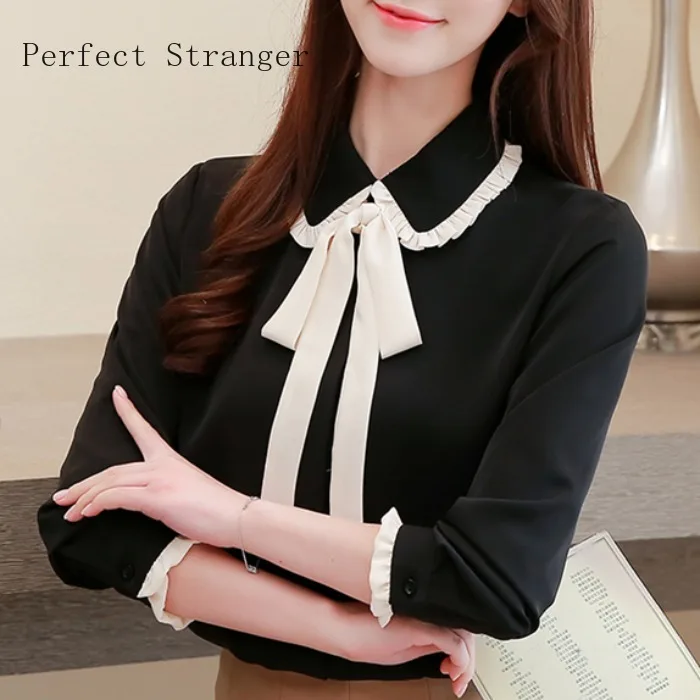 

2020 Autumn New Arrival Turn Down Collar Long Sleeve Women Chiffon Blouse