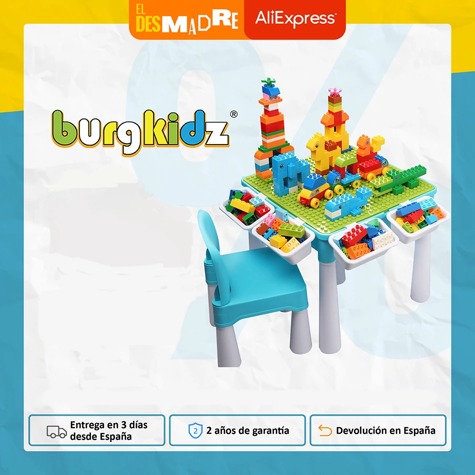 

Детский развивающий стол с 128 большими строительными блоками, Обучающие Настольные игрушки Монтессори для мальчиков и девочек