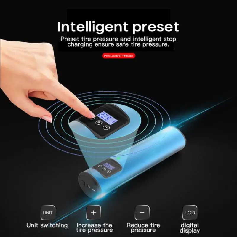 Barato Bomba De Aire Portátil Para Bicicleta Y Motocicleta, Inalámbrico Inflador De Neumáticos, Compresor LCD Digital, Bomba De Llanta Para Coche, Bolas Y Bicicletas, 150PSI