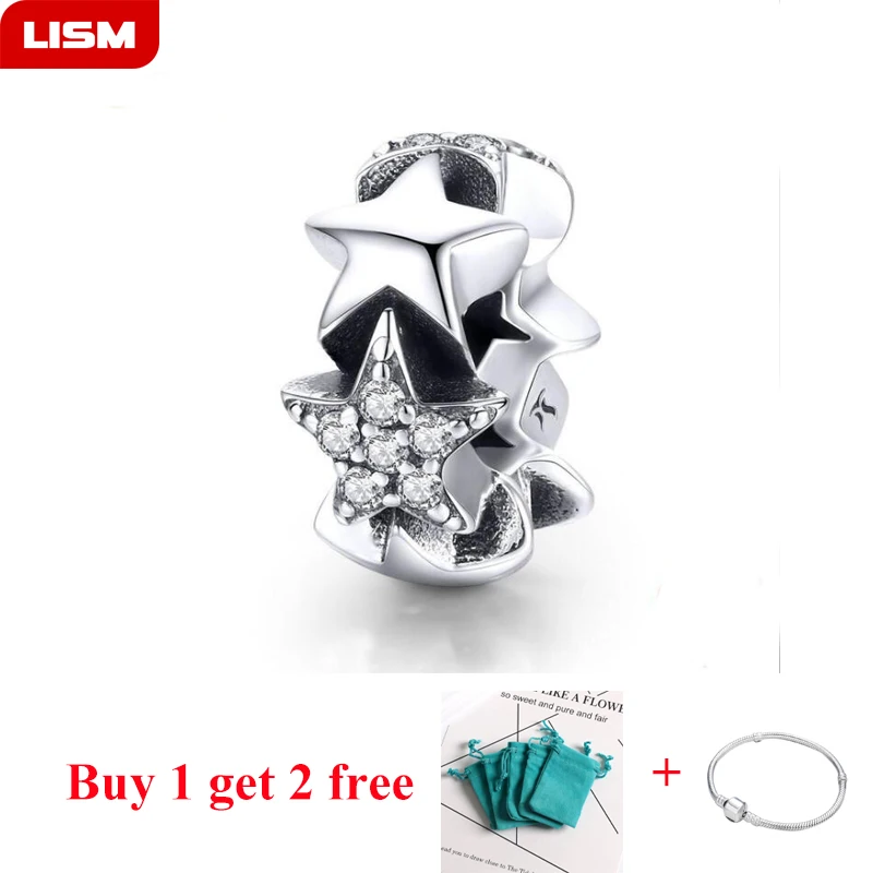 Новое поступление настоящая 100% 925 пробы серебра с принтом маленькая звезда