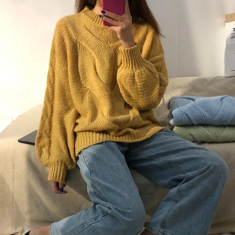 KINOMI осень-зима свободные женские свитера с длинным рукавом пуловер корейский