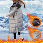 2022 женские парки с хлопковой подкладкой, зимняя Толстая теплая приталенная куртка с меховым воротником и длинным рукавом, на молнии, с капюшоном, Длинные парки, пуховое пальто #40