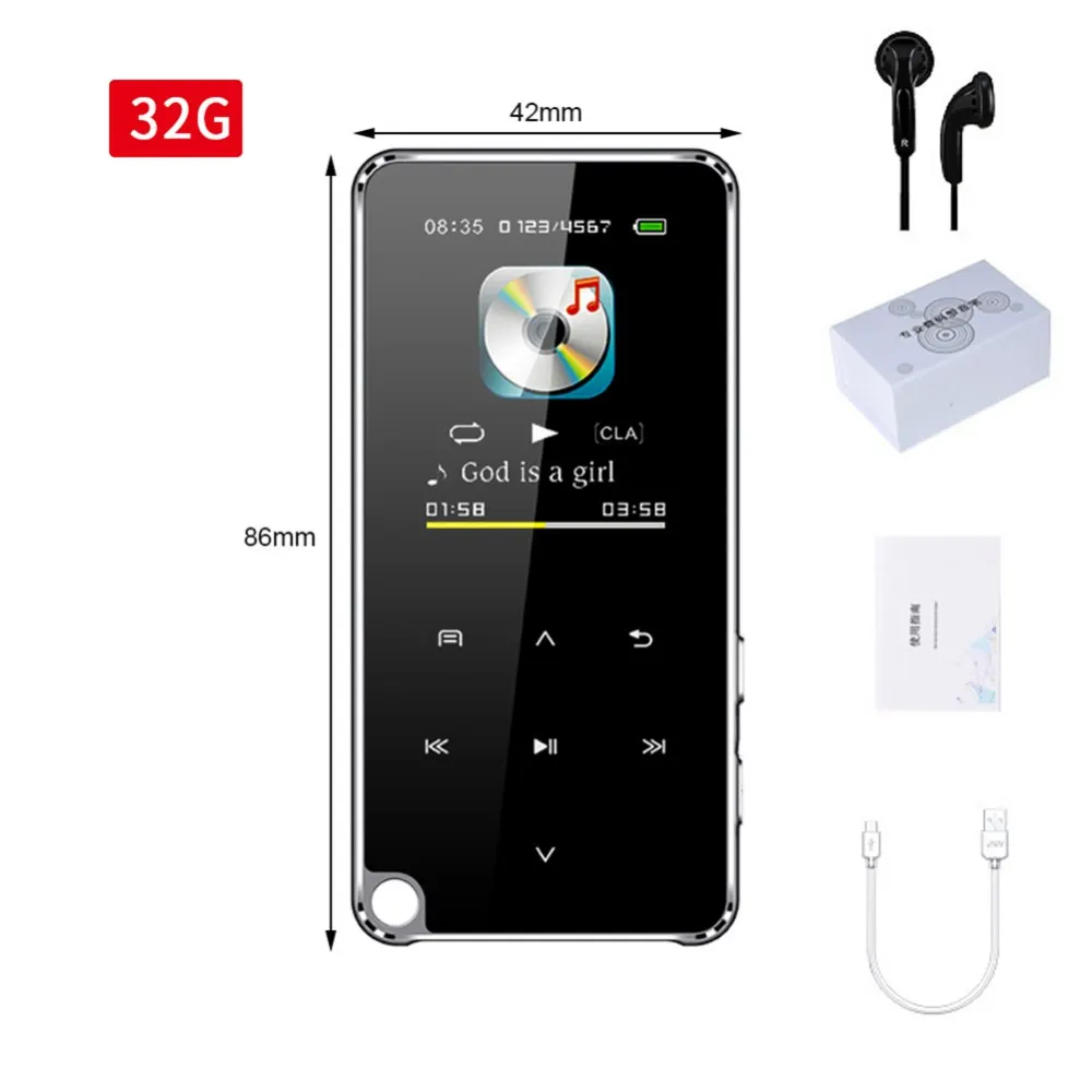 

8G/16G/32G 1.77' MP3 Player BT4.0 Speaker In Personal Stereo One-key Recorder With Earphone Support TF Card HiFi Sound MP4 MP5