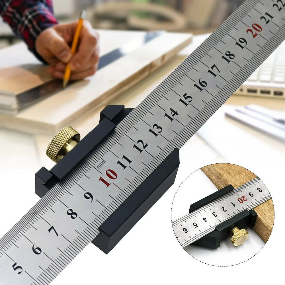 

Steel Positioning Block Woodworking Line Scriber Gauge Tool Steel Ruler