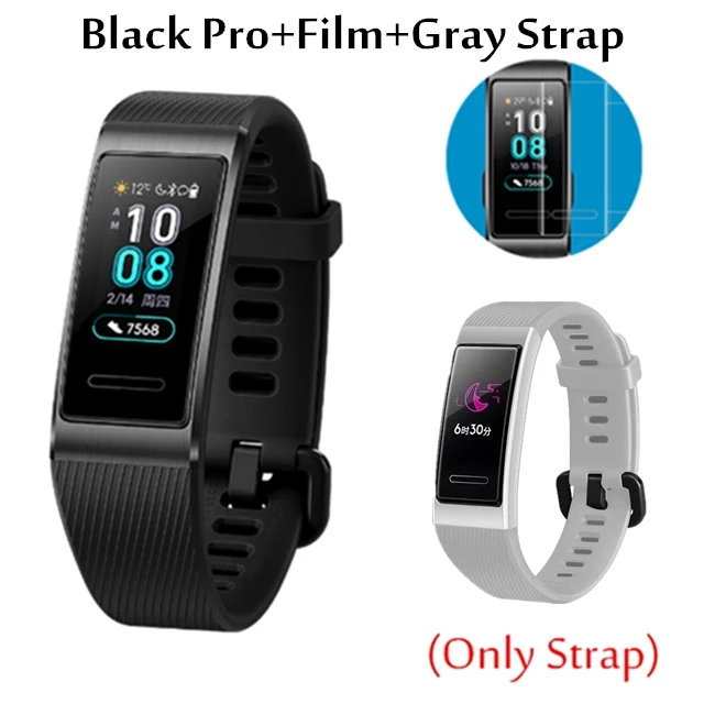 Black add grey Huawei Band 3 Pro Band 3 умный браслет band 3 pulseira трекер для плавания Водонепроницаемый Bluetooth фитнес-трекер сенсорный экран - Цвет: Black add grey
