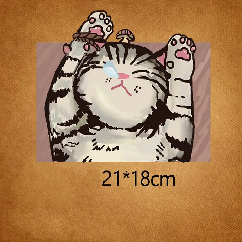 

21x18cm New Cartoon Cat Iron on Patches For DIY Heat Transfer Clothes T-shirt Thermal transfer stickers Decoration Printing