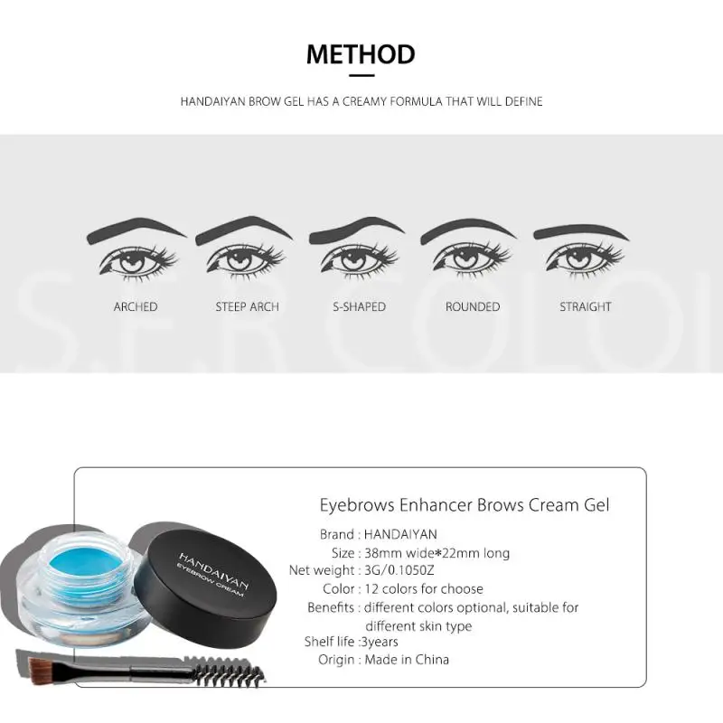

12 Color Eyebrow Cream Professional Eyebrow Gel Smooth And Natural Brow Tint Makeup Waterproof TSLM2