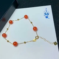shilovem 18k yellow gold real natural south red agate bracelets fine jewelry classic christmas gifts plant new myme6 6 5999nh