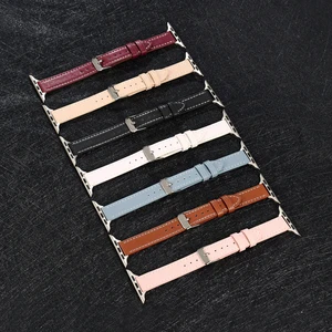 Women Girl Thin Bracelet for Apple Watch Band 38mm 40mm 42mm 44mm Fashion Slim Leather Strap for iwa