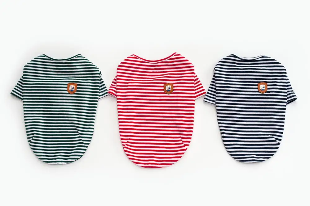 Classic Striped Pet Dog Clothes For Dogs Summer Cotton Puppy T-shirt Small Cats Chihuahua Pug Pets Shirts Clothing |