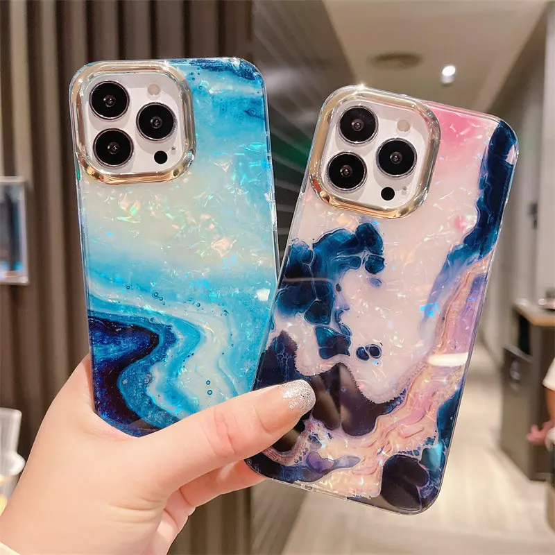 Блестящий Мраморный чехол для iPhone 13 Pro Max 12 11 XR X XS 7 8 Plus Мягкий противоударный с