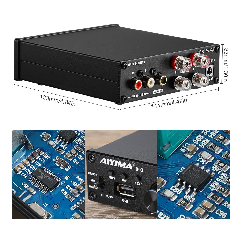 Усилитель мощности AIYIMA TDA7498E Bluetooth 5 0 2 0/2 1 стерео канал 160 Вт * Сабвуфер Hifi цифровой