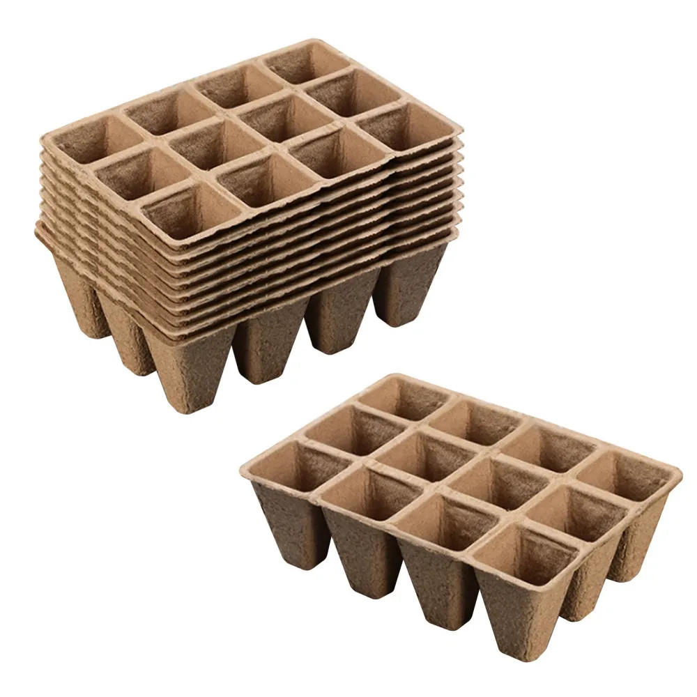 Germination Trays Peat With 10 PCS Plant Labels 15 Pack Eco Garden Friendly Starter Kit Planting 160 Cells Organic Seedling Pots | Дом и сад