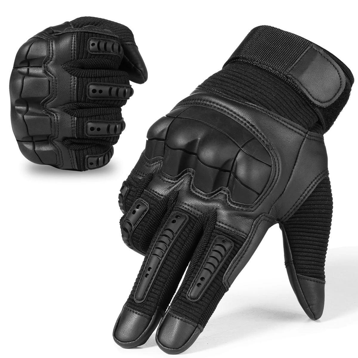 

Touch Screen Tactical Rubber Hard Knuckle Full Finger Gloves Military Army Paintball Airsoft Bicycle Combat PU Leather Glove Men