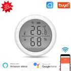 Датчик температуры и влажности для умного дома Tuya, с ЖК-дисплеем, Wi-Fi, работает с Alexa Google Home и Tuya Zigbee Hub