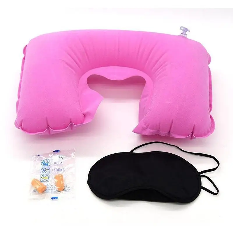 

Оптовая продажа, автомобильная мягкая подушка 3 в 1, комплект для путешествий, надувная U-образная подушка для шеи, воздушная подушка + маска д...
