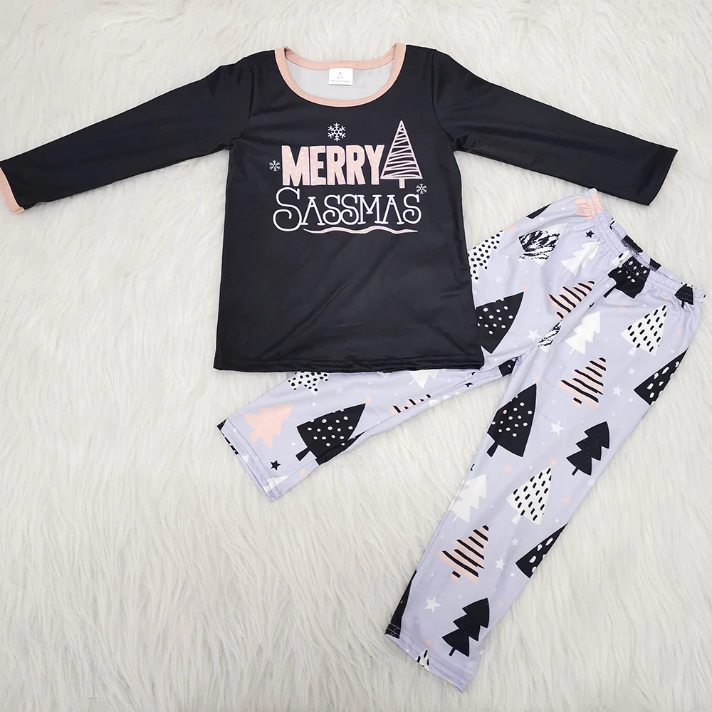 

2019 Infant toddler kids children Christmas style letter pattern top matches trees full printed pant outfit clothes clothing