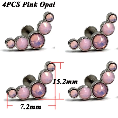 4pcs Pink Opal 4 шт. G23 Титан и хирургическая сталь внутренний резьбовой опал ухо траг серьги, Надеваемые На ушной хрящ Лабрет расширитель для пирсинга ювелирные изделия 16 г - Окраска металла: 4pcs Pink Opal