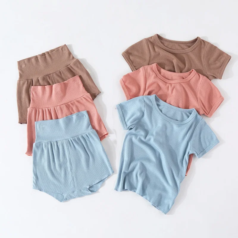 Футболка с коротким рукавом и шорты для мальчиков девочек 2 шт. | Детская одежда