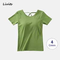 women t shirts built in bra padded backless stretchable cotton push up wire free tops tshirts sexy casual korean sa0913