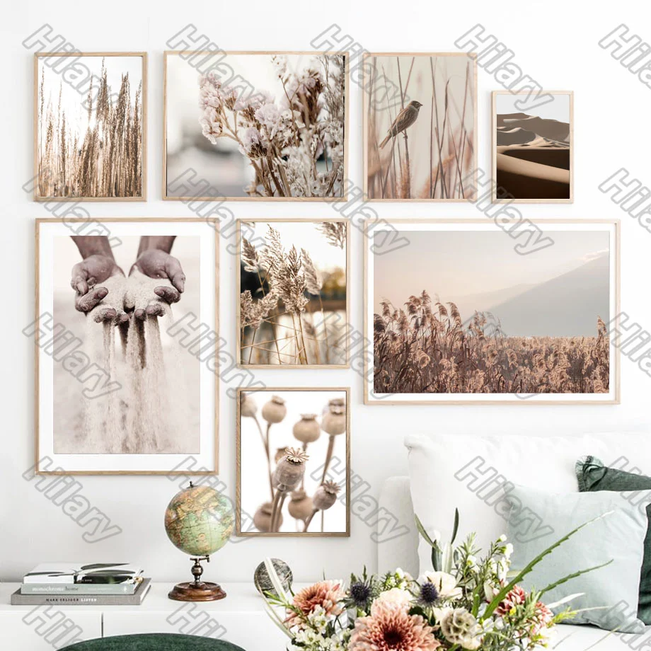 

Poster Solid Color Sand Bird Plant Landscape Canvas Painting Wall Art Home Decoration for Living Room and Bedroom Frameless