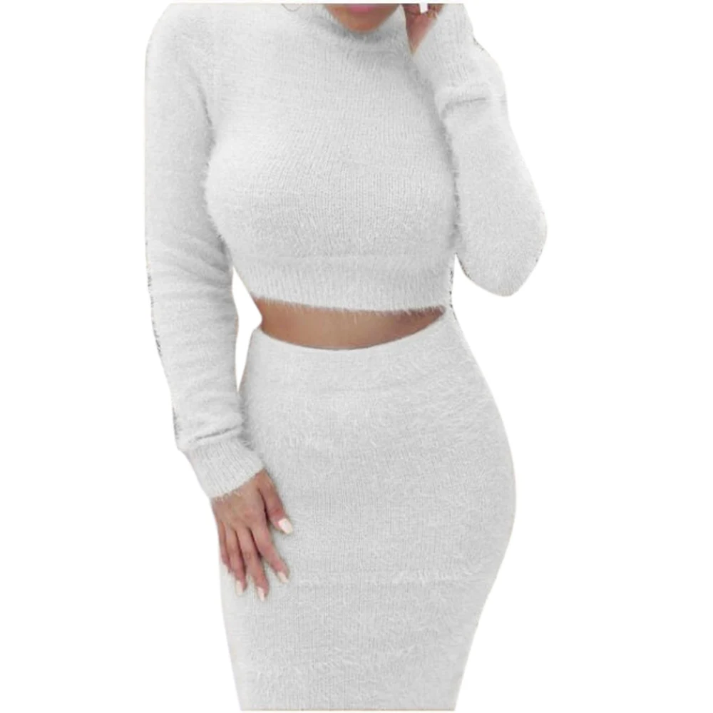 CALOFE Модный женский свитер костюм однотонный сексуальный водолазка укороченный