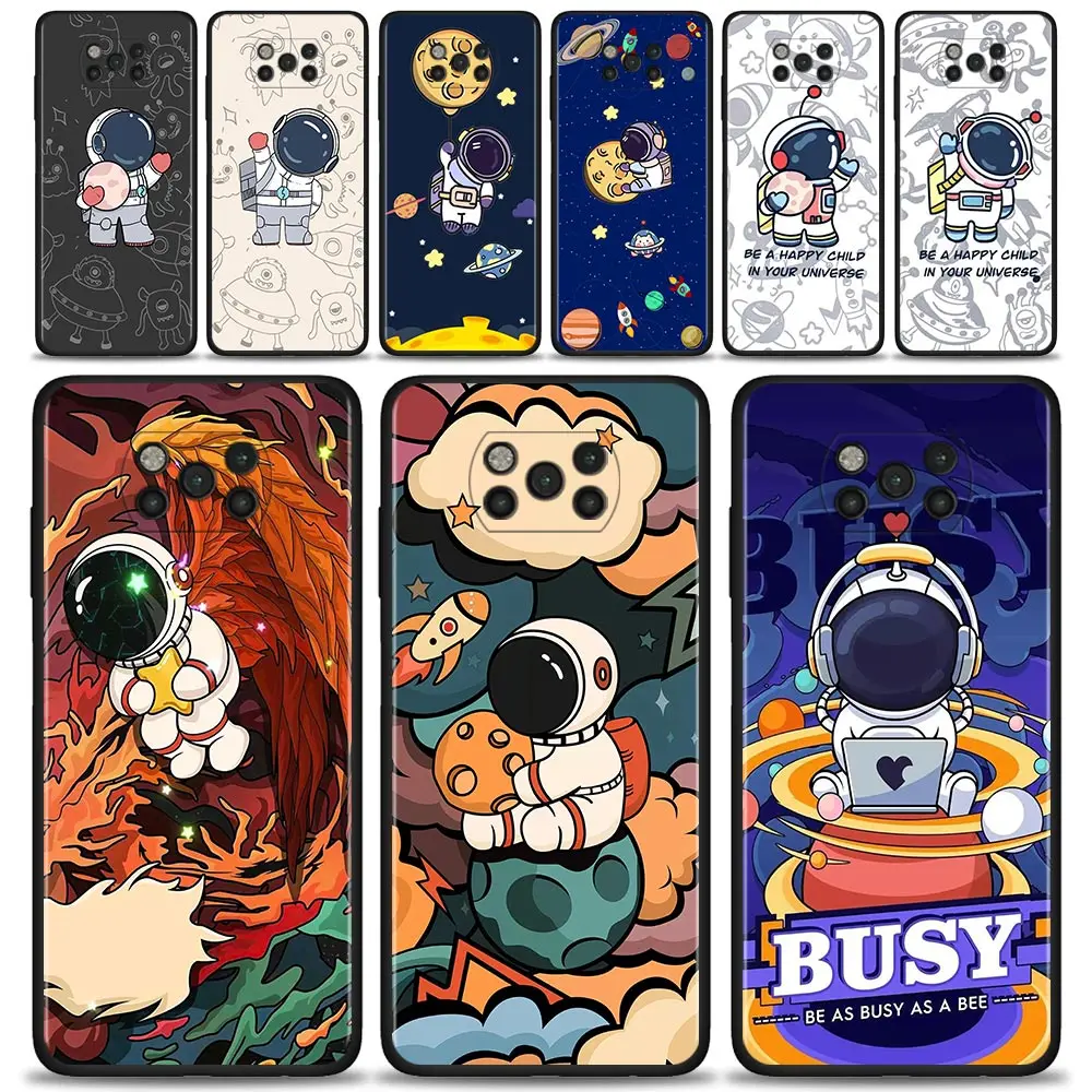 

Cute Star Planet Astronaut Case For Xiaomi POCO X3 M3 Pro X3 NFC X3 F3 GT F1 Cover for Mi Civi 11T 10T Pro 9T 11 Note 10 Lite