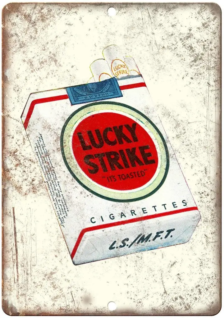 

Lucky Strike Cigarette Pack Vintage Ad 10" X 7" Reproduction Metal Sign Y01
