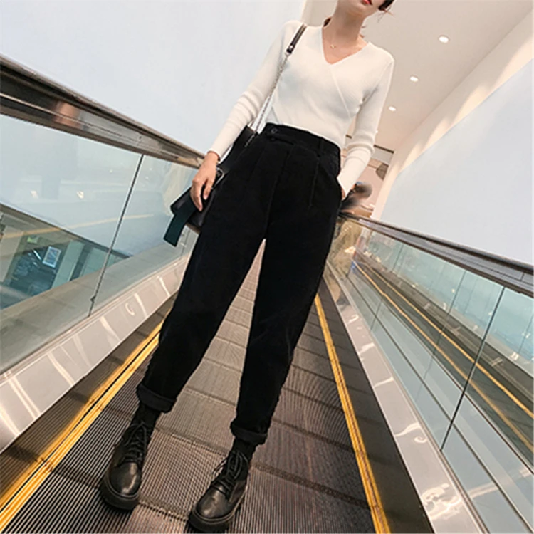 Женские вельветовые брюки Mozuleva повседневные до щиколотки с высокой талией в