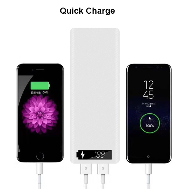 Быстрая зарядка 10*18650 чехол для внешнего аккумулятора с двумя USB портами быстрой