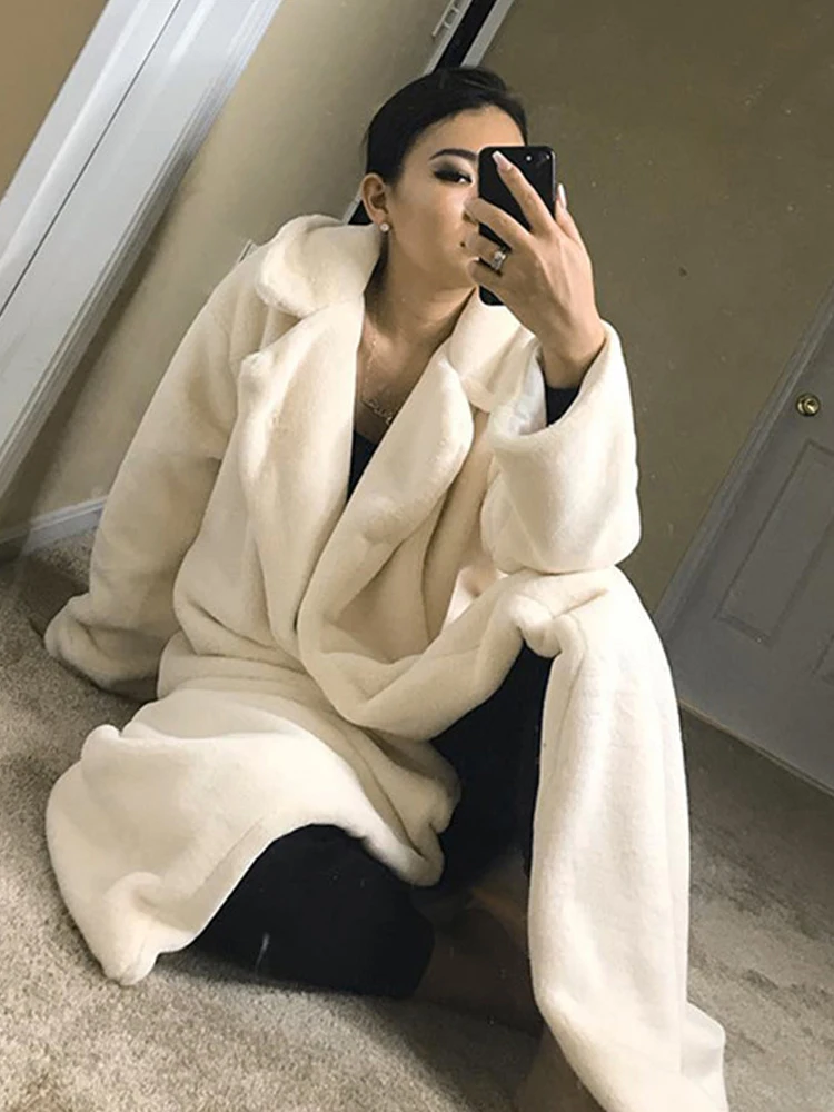 Dropshipping female jacket solid color fur coat cardigan long warm women's winter women куртка женская |