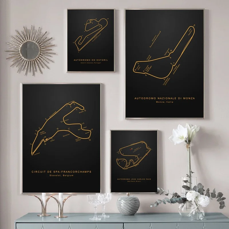 Знаменитый гоночный трек F1 Москва Испания Франция Raceway плакат холст