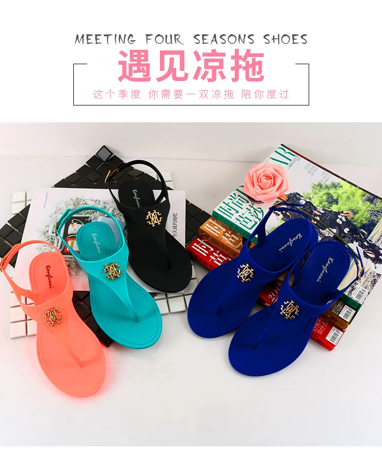 

2021 New Women Sandals Summer Fashion Peep Toe Jelly Flip Flops buckle Non-slip Flat Sandals Woman sandalia feminina