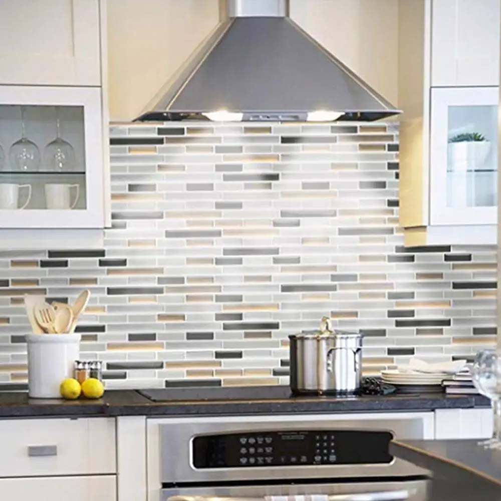 

3D Tile Brick Stripe Wallpaper Sticker Bathroom Self Adhesive Wall Paper Waterproof Countertop Removable Wallpaper Backsplash