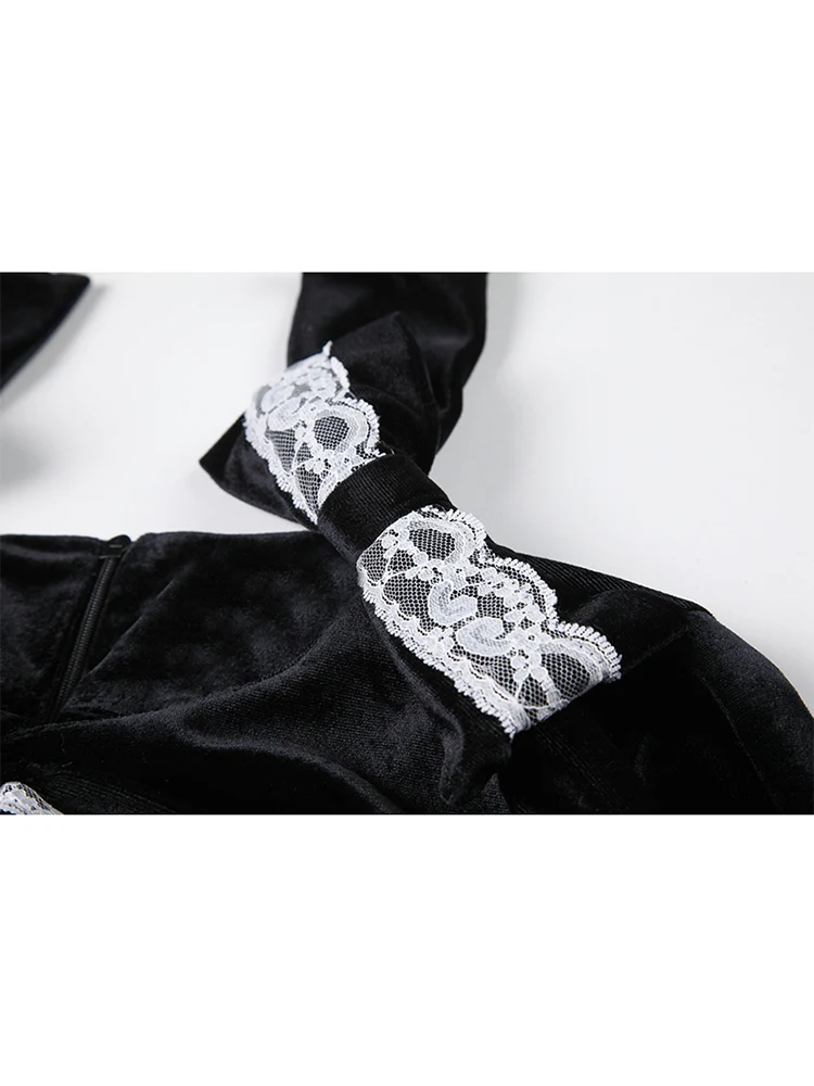 Женское бархатное платье в стиле ретро элегантное черное облегающее во