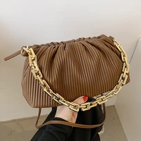 gold chain pu leather cloud bag for women 2021 winter armpit bag lady shoulder handbags female travel hand bag