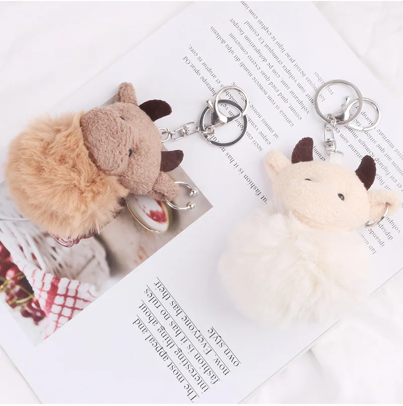 

New Ugly Cute Cow Plush Keychain Cute Calf Fur Warm Key Chain Girl Bag Pendant Accessories Keyring Children Kids Gifts