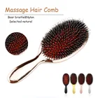 Выбранная натуральная Массажная щетка для волос Антистатическая ABS Ручка позолоченная гладкая щетина для волос и нейлоновая Массажная расческа